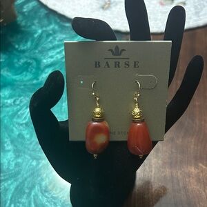 Studio Barse Genuine stone Rust and Gold earrings, 2”, New with tags